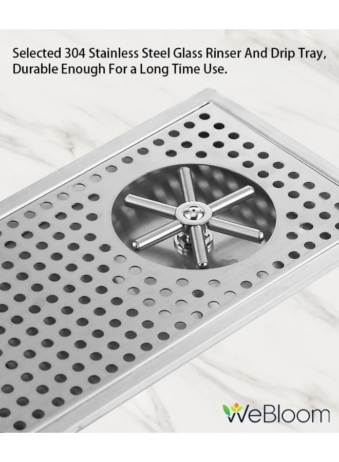WeBloom SUS 304 High Pressure Cup Washer,Espresso Cup Pitcher Rinser with Side Spray,Countertop Glass Washer for Kitchen Coffee Bar, Removable Drip Tray Hose Kitchen Sink Accessories - Image 4